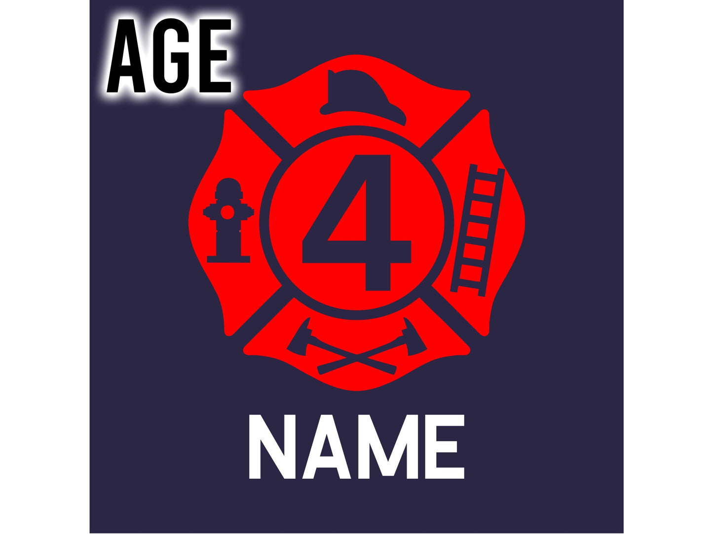Firefighter Birthday Kids Hoodie with Maltese Cross, Child's Age, and Name - Optional Fire Department on Back
