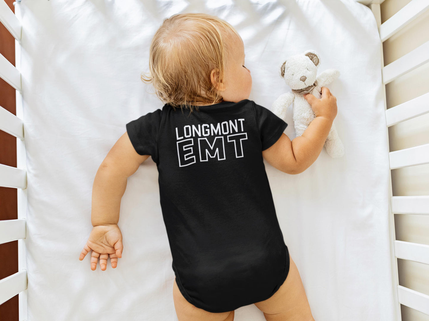 EMT Baby Bodysuit with Star of Life and Personalized Name - Optional Name or Department on Back