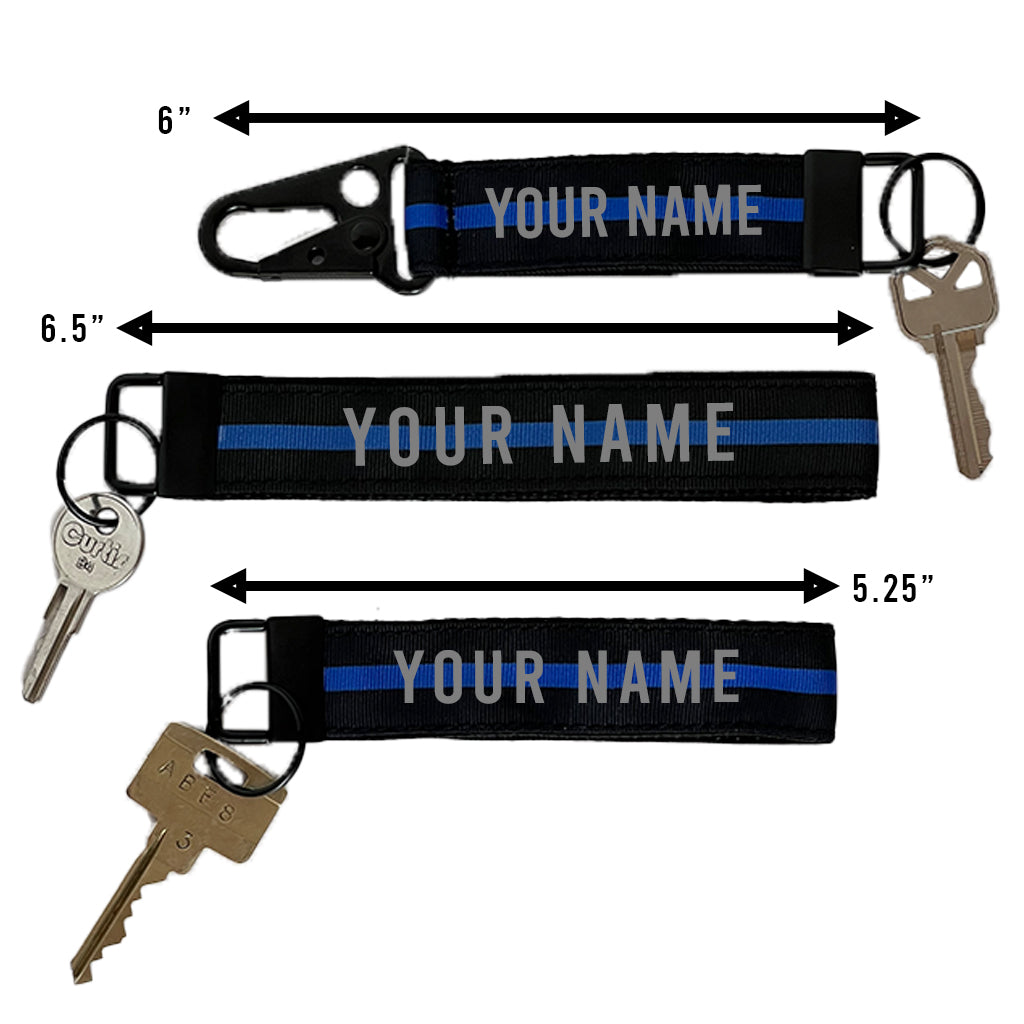 Police Thin Blue Line Snap Hook Key Fob or  Wristlet - Personalized with Your Name or Other Text