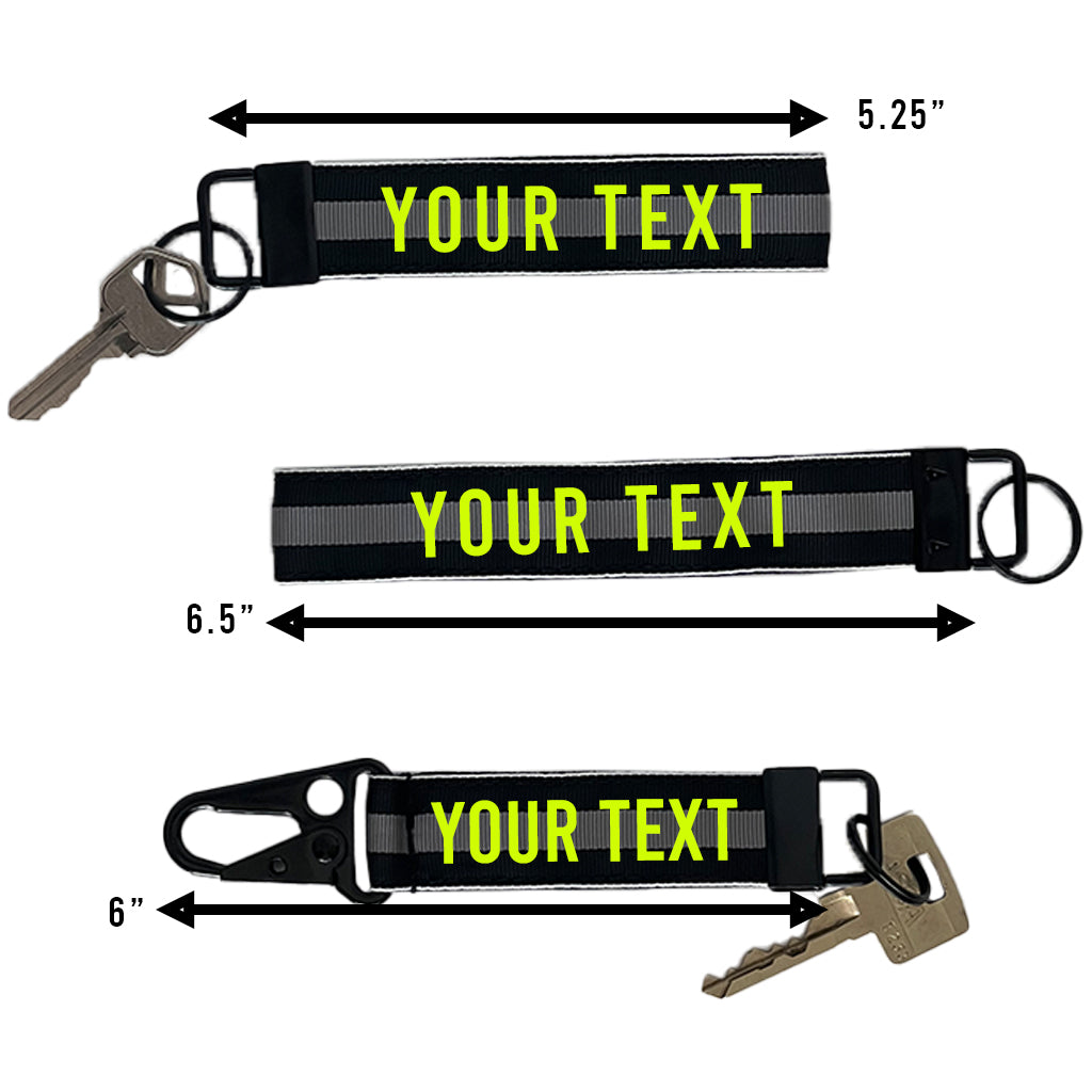 Corrections Thin Gray Line Keychain or Wristlet - Personalized with Your Name or Other Text