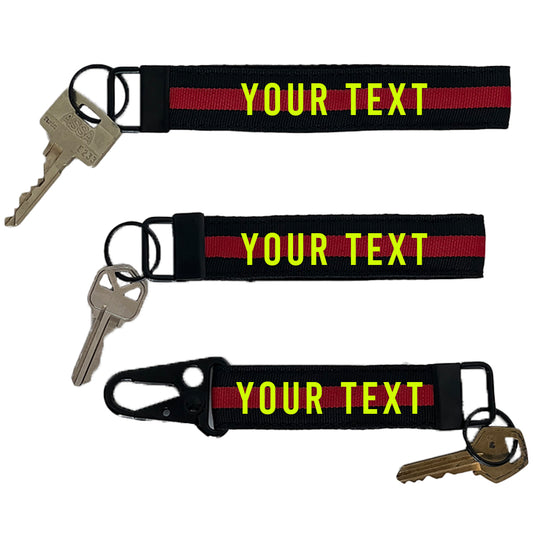 Thin Red Line Keychain with Snap Hook or Wristlet - Personalized Firefighter Key Ring