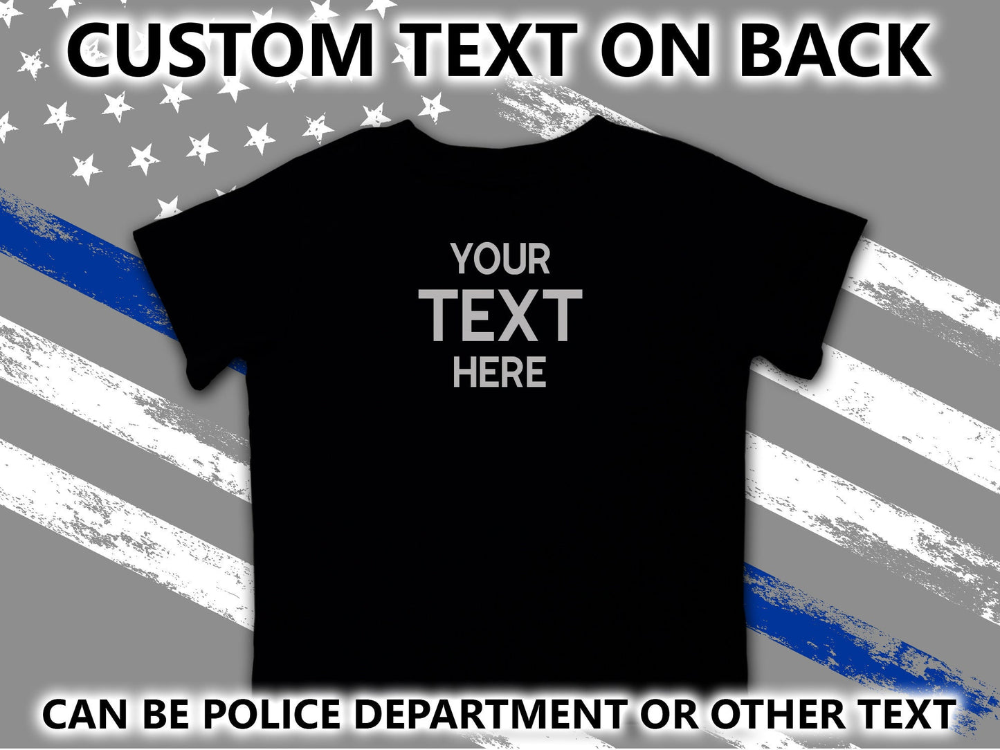 Black Police Birthday Toddler T-Shirt w/ Badge and Personalized Name - Includes Child's Age - Opt. Police Department or Other Text on Back