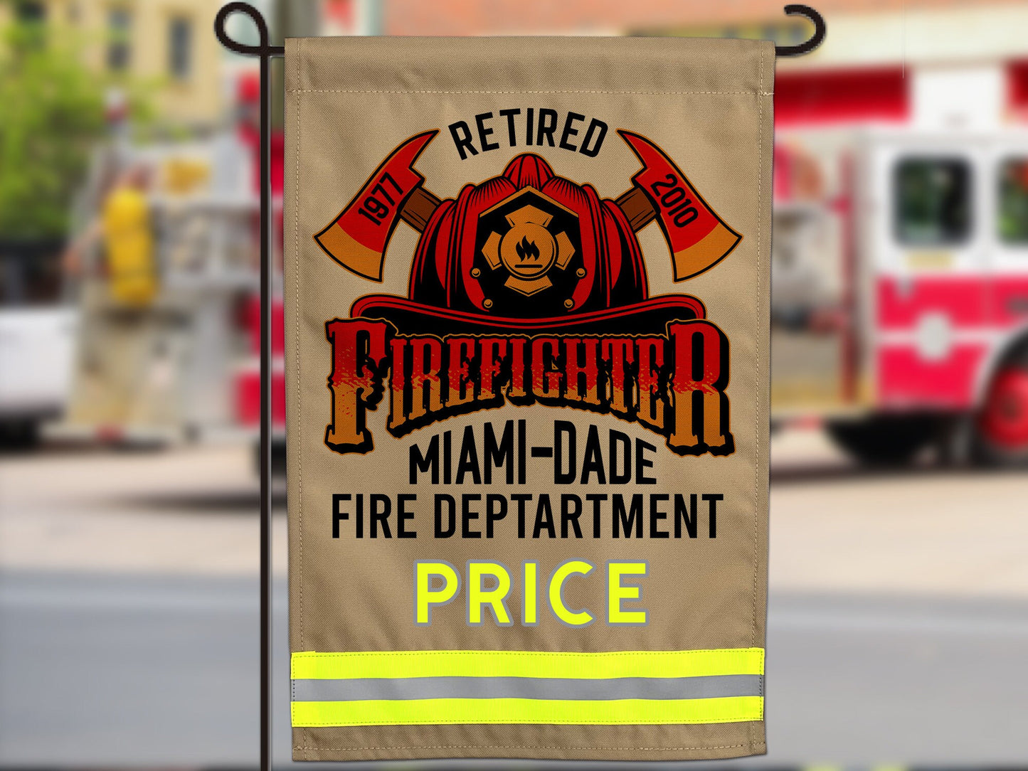 Retired Firefighter Garden Flag with Dates, Department Name and Last Name - Personalized Just for You