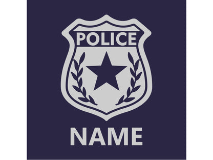 Baby Police Fleece One Piece Bodysuit with Badge and Personalized Name - Optional Police Department on Back