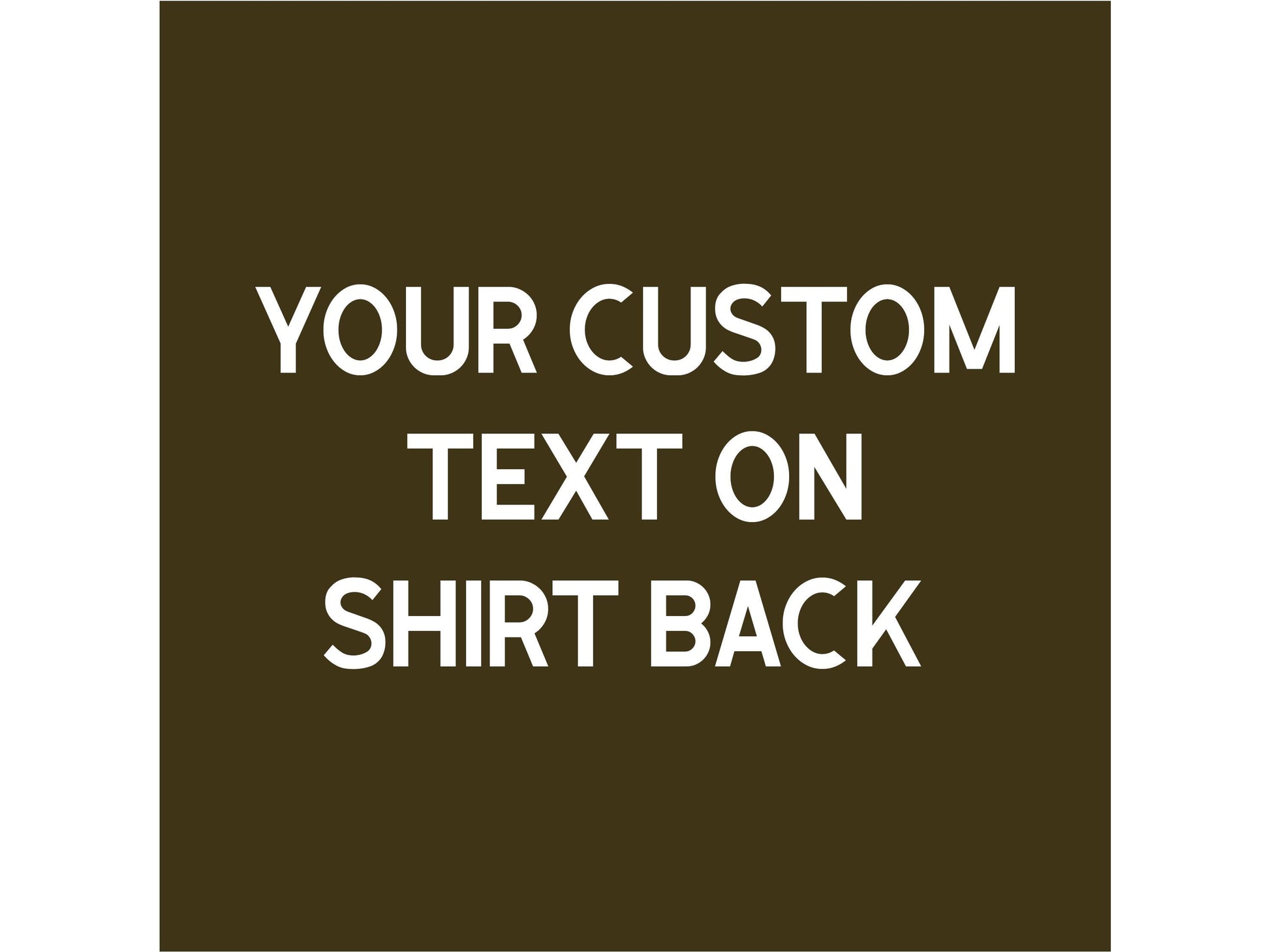 Military green fabric swatch showing a place holder for custom text. &quot;Your custom text on back&quot;.