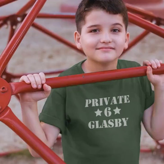 Birthday Army Kids Shirt, Custom Name & Age, Personalized Soldier Tee, Military Party Shirt, Olive Green Birthday Gift