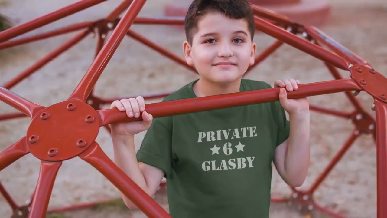 Birthday Army Kids Shirt, Custom Name & Age, Personalized Soldier Tee, Military Party Shirt, Olive Green Birthday Gift
