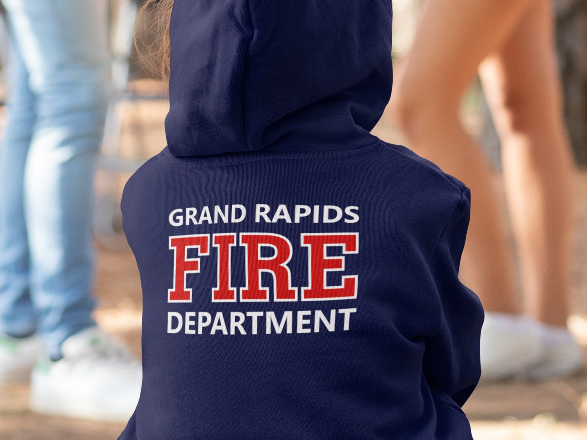 Birthday Firefighter Navy Toddler Hoodie with Maltese Cross and Your Child's Age and Personalized Name - Optional Fire Department on Back