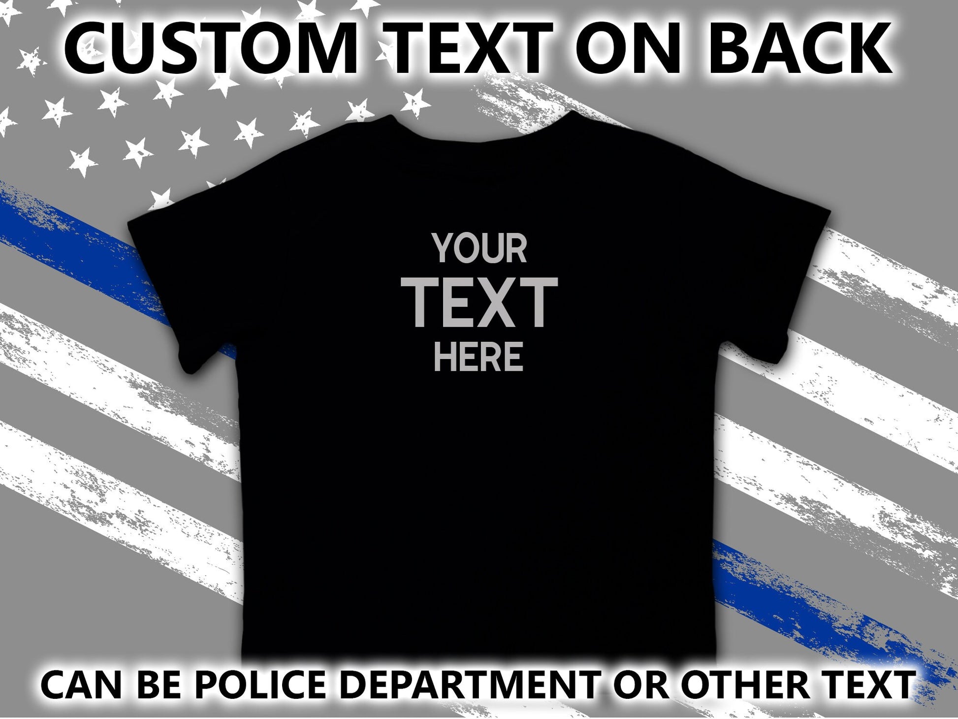 Black Police Toddler T-Shirt with Badge and Personalized Name in - Optional Police Department on Back