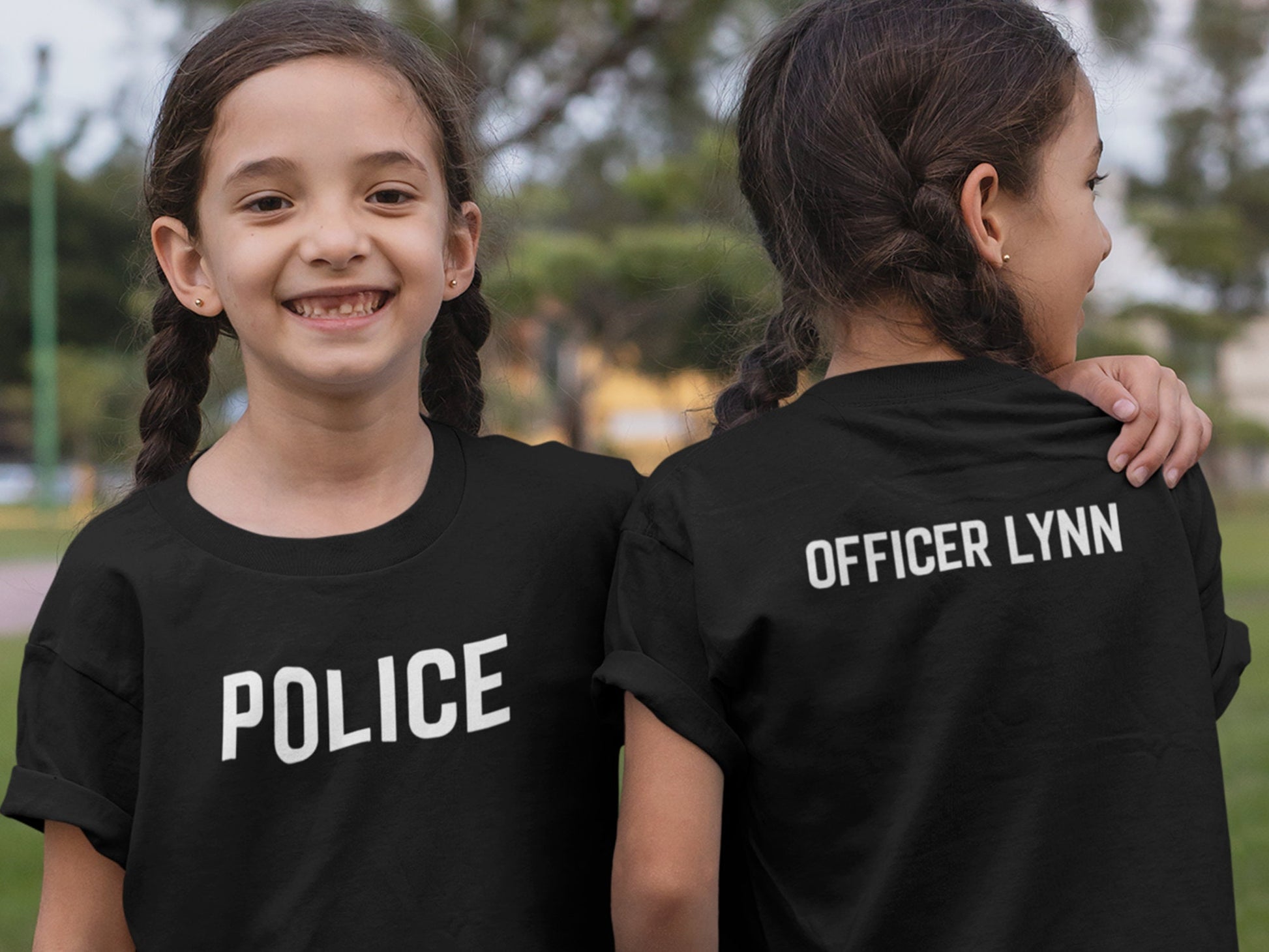 Black POLICE Toddler T-Shirt with Your Custom Text on Back