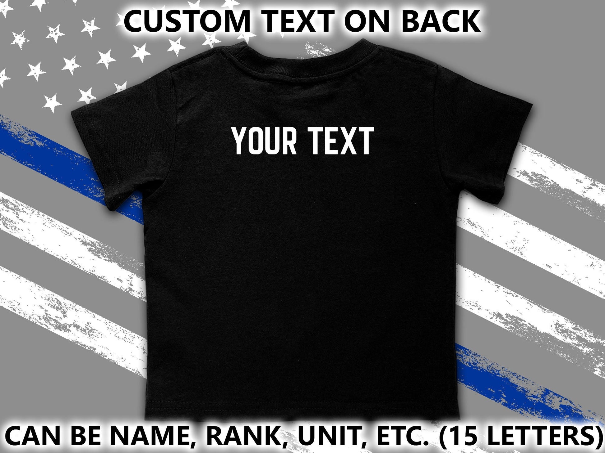 Black POLICE Toddler T-Shirt with Your Custom Text on Back