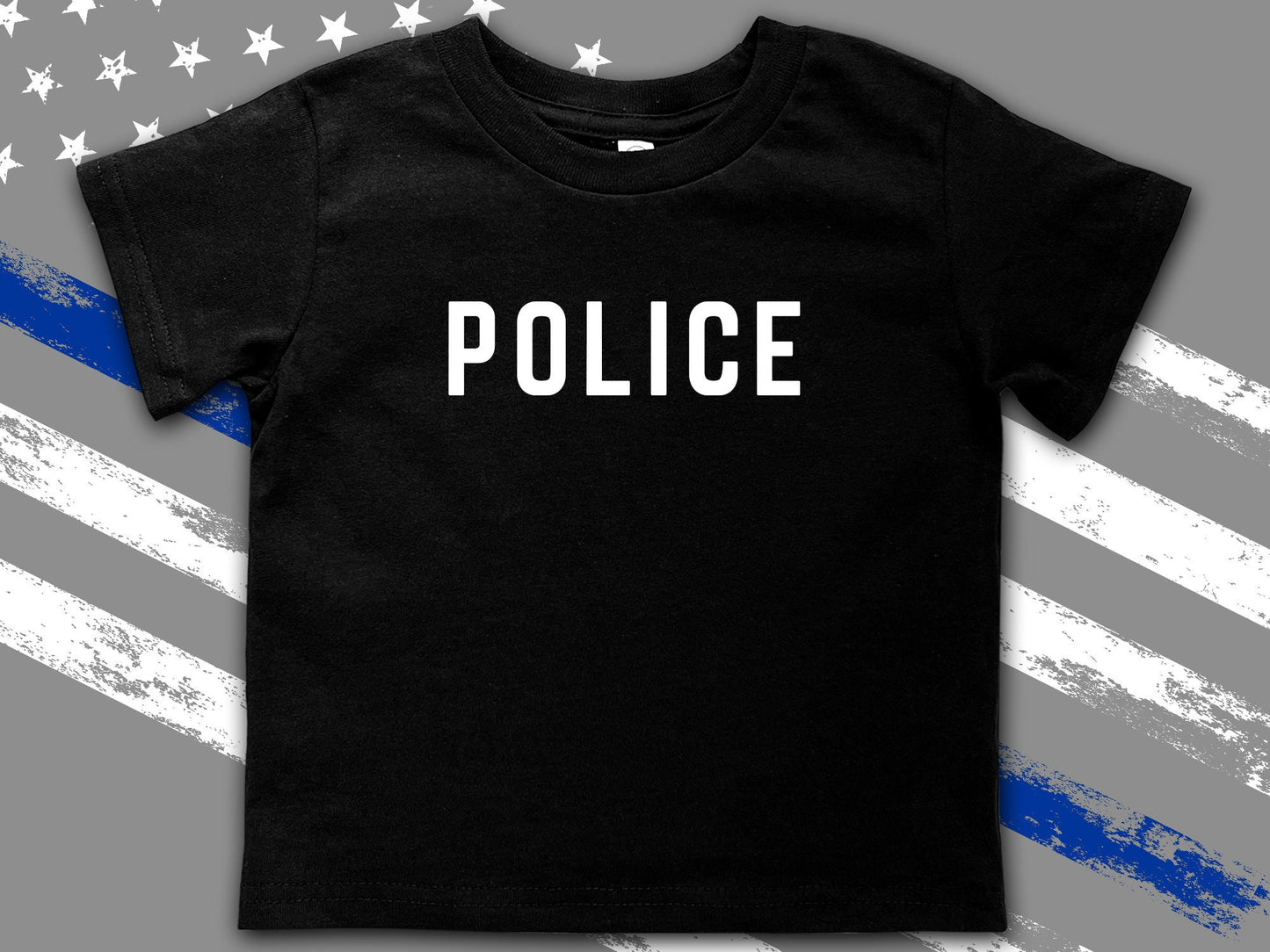 Black POLICE Toddler T-Shirt with Your Custom Text on Back