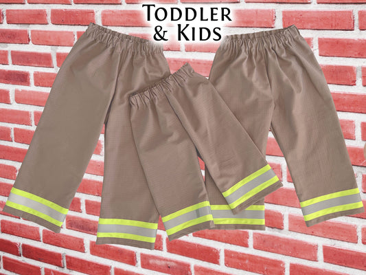 Firefighter Toddler Khaki Turnout Pants with Reflective Trim