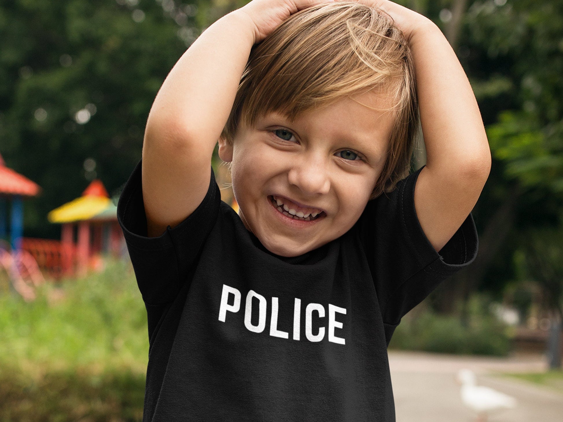 Black POLICE Toddler T-Shirt with Your Custom Text on Back