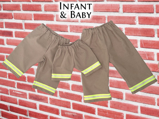 Firefighter Infant Khaki Turnout Pants with Reflective Trim