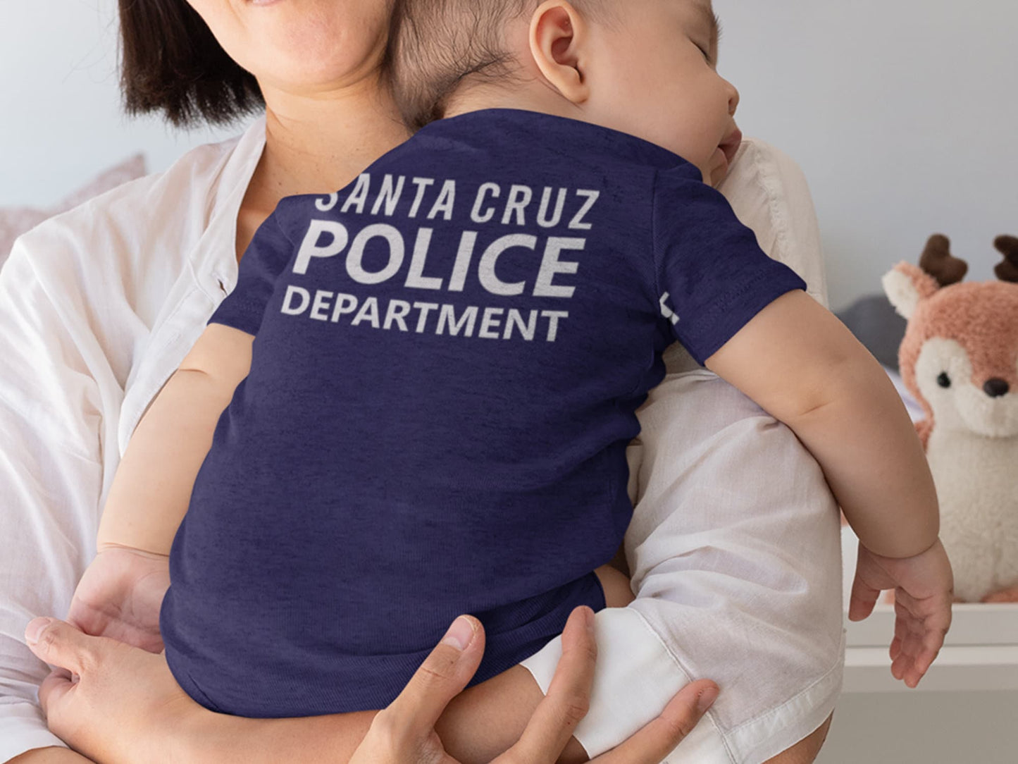 Police Navy Infant Bodysuit with Badge and Personalized Name - Optional Police Department on Back