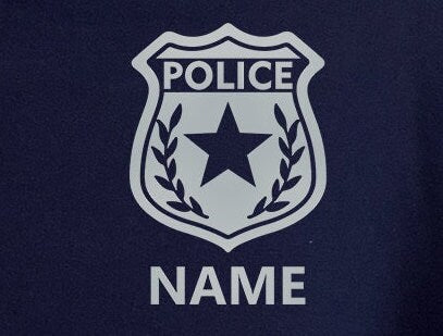 Police Youth Sized Hoodie in Navy with Badge and Personalized Name - Optional Police Department on Back