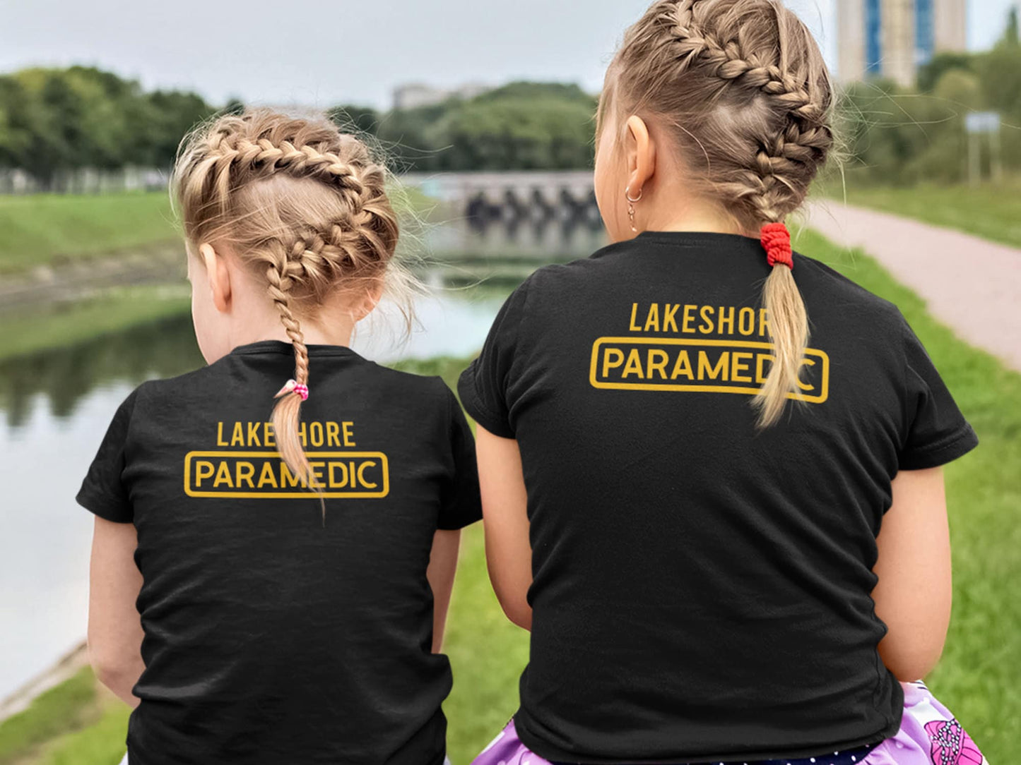 Paramedic Birthday Black Toddler T-Shirt with Star of Life Badge and Personalized Name - Optional City or Department on Back