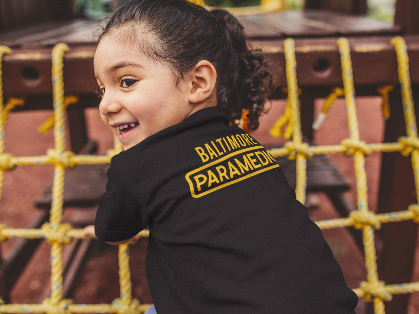 Paramedic Birthday Black Toddler T-Shirt with Star of Life Badge and Personalized Name - Optional City or Department on Back